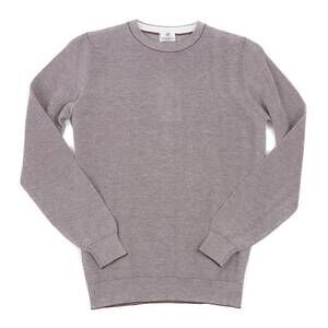 NEW LUIGI BORRELLI NAPOLI men's knit cotton sweater in chocolate brown and white